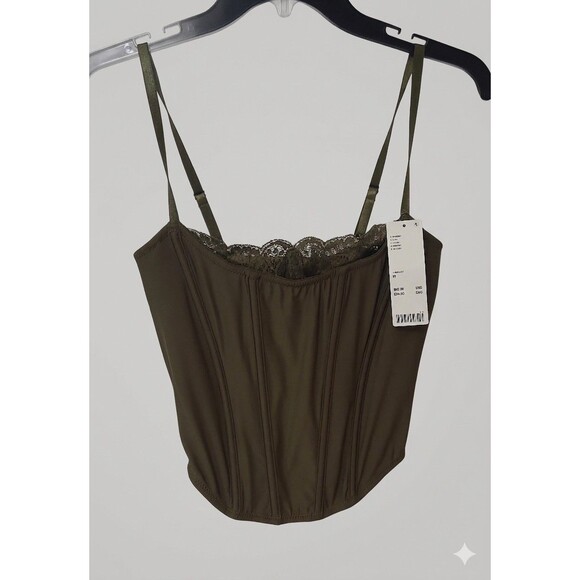 Urban Outfitters Tops - Urban Outfitters Lace Corset Top Women’s [M] Olive Green Bustier NWT Y2K
